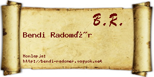 Bendi Radomér névjegykártya